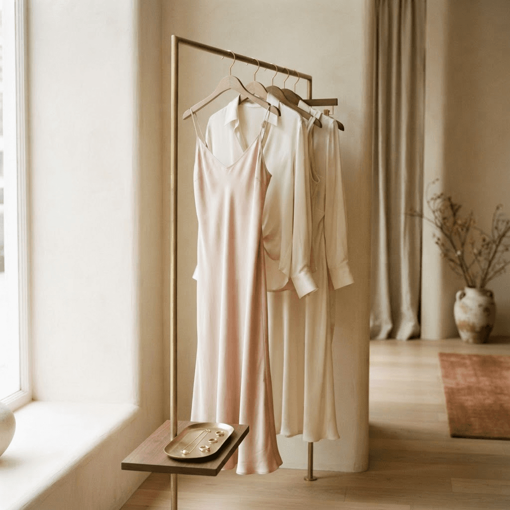 Blush silk clothing from the boutique